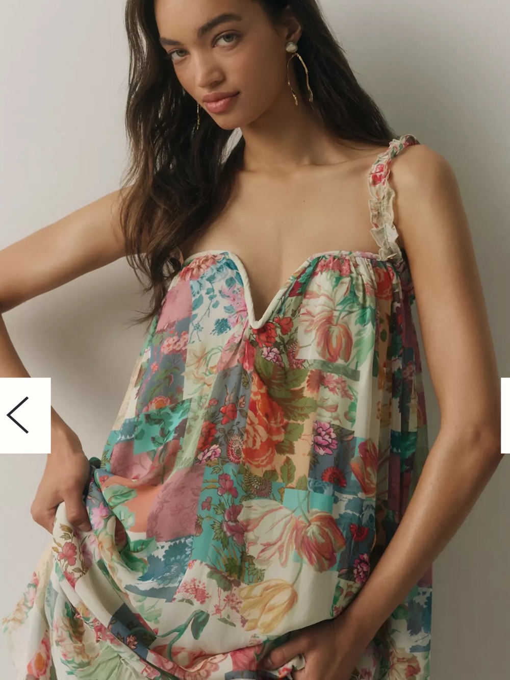 By Anthropologie NWT Chiffon Shift Patchwork Floral Midi Dress - Picture 3 of 12